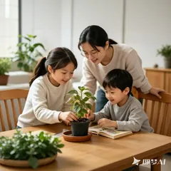 家庭空间中的绿植与成长记录